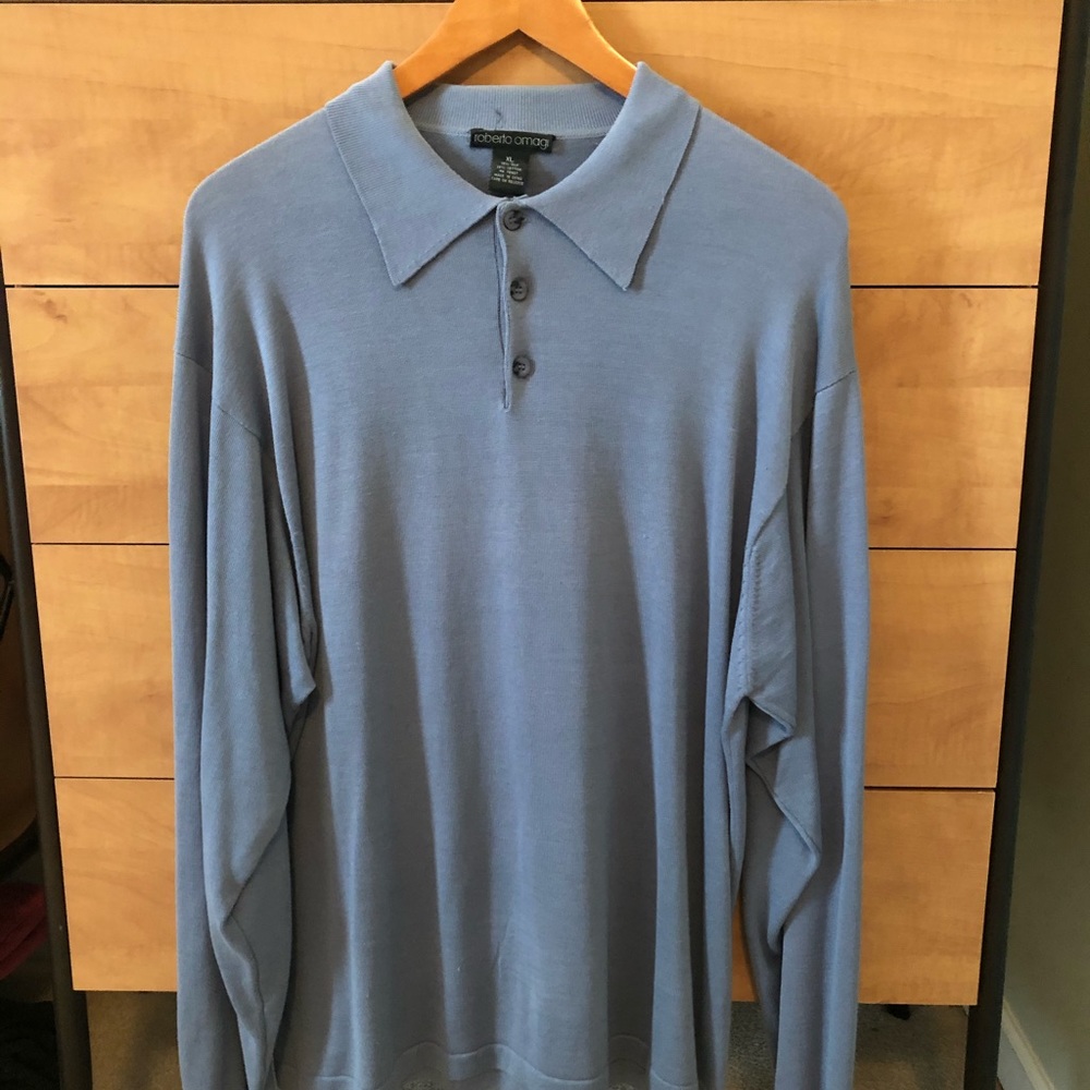 Roberto Omagi long sleeve knit polo shirt